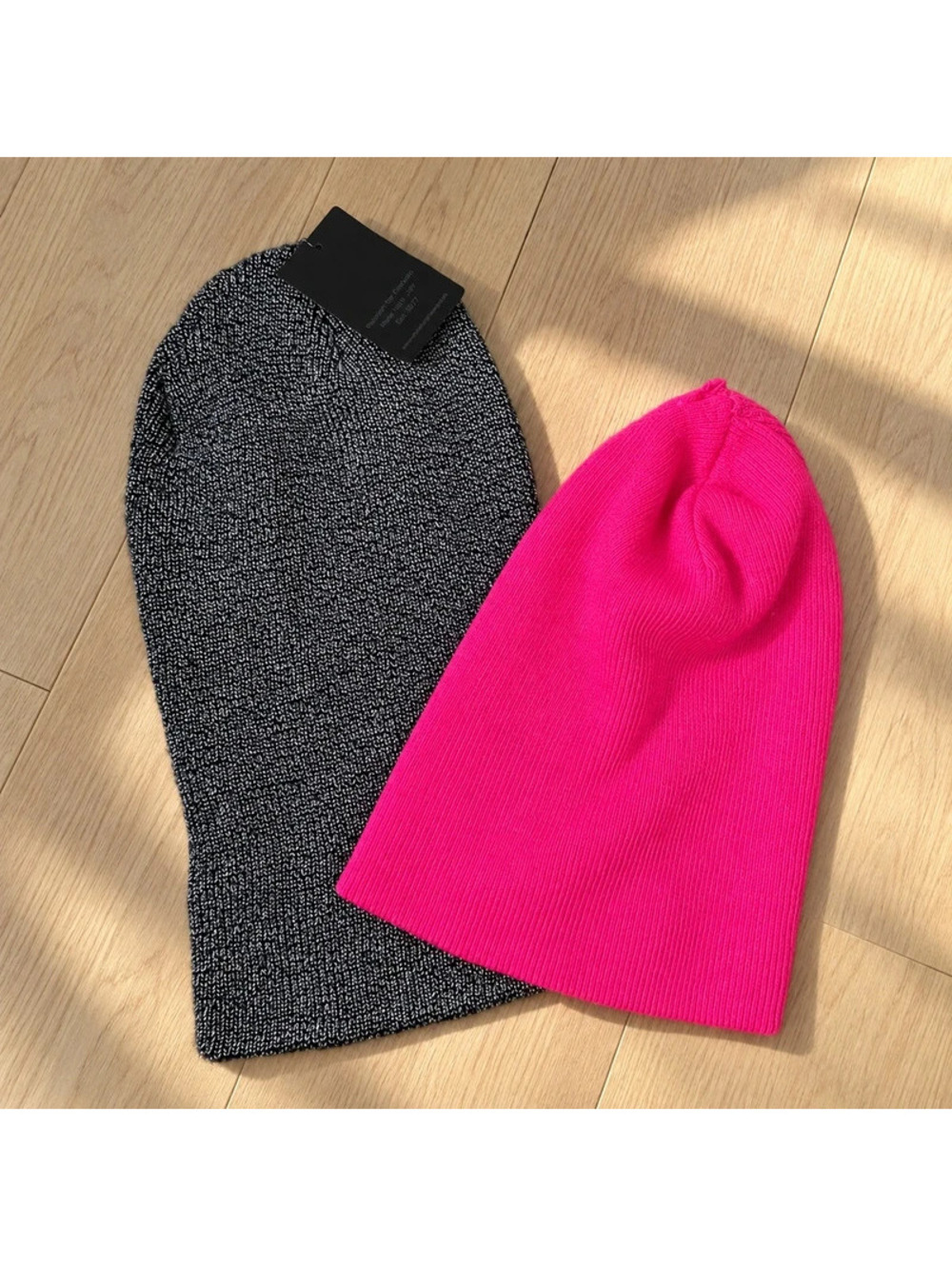David & Young Black Silver Metallic Knit Beanie NWT + Pink Beanie 2 Hat Lot